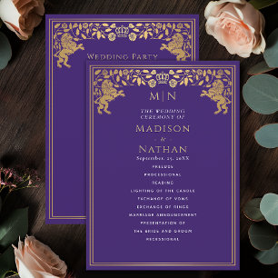 Purple Royal Lion Médiéval Programme de mariage de