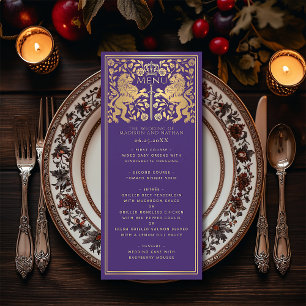 Purple Royal Lion Medieval Sword Wedding Flat Menu