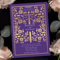 Purple Royal Medieval Gold Sword Wedding