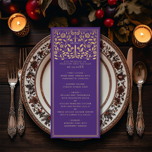 Purple Royal Medieval Sword Wedding Flat Menu