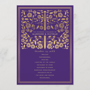 Purple Royal Medieval Sword Wedding Program