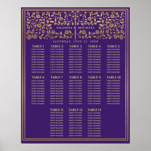 Purple Royal Medieval Sword Wedding Seating Chart