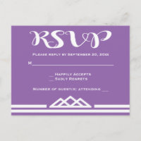 Purple RSVP Geometric Triangle Retro Wedding