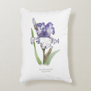 Purple Ruffled Iris Floral Botanical Art  Accent Pillow