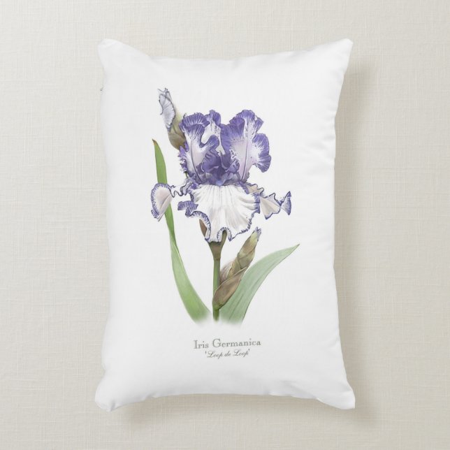 Purple Ruffled Iris Floral Botanical Art  Accent Pillow (Front(Vertical))