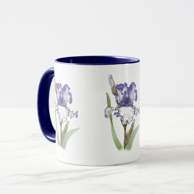 Purple Ruffled Iris Mug (Front Left)