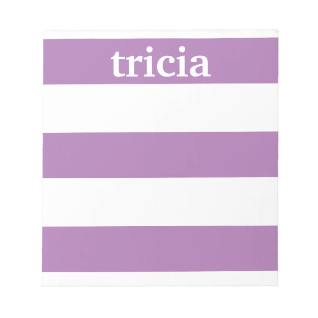 Purple Rugby Stripes Personalized Notepad (Front)