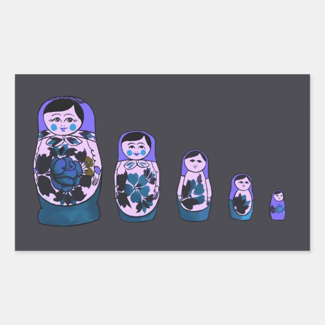 Purple Russian Nesting Dolls Sticker (Front)