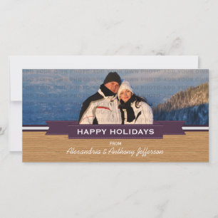 Purple Rustic Banner Holiday Photo Card