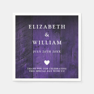 Purple Rustic Boho Barn Wood Country Wedding Napkin
