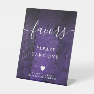 Purple Rustic Boho Barn Wood Favours Pedestal Sign