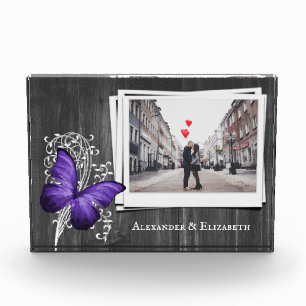 Purple Rustic Butterfly Couples Photo Block