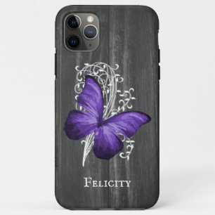 Purple Rustic Butterfly Personalized iPhone 11 Pro Max Case