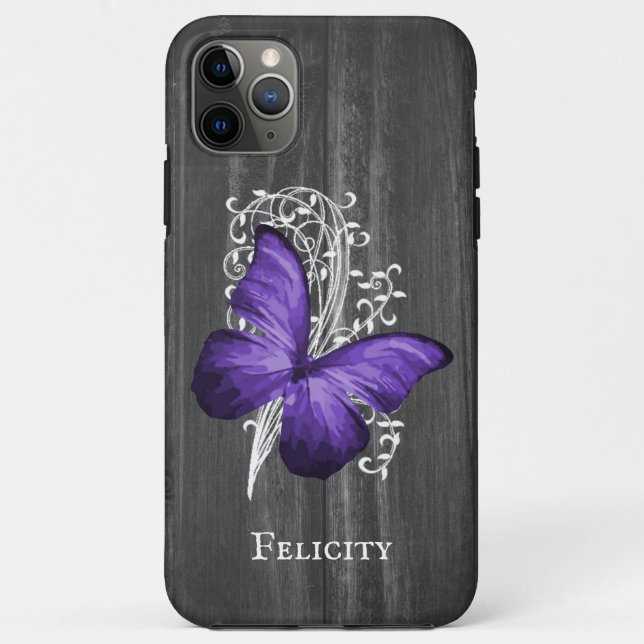 Purple Rustic Butterfly Personalized Case-Mate iPhone Case (Back)