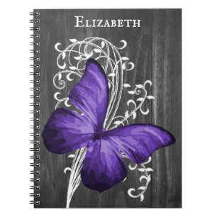 Purple Rustic Butterfly Personalized Notebook
