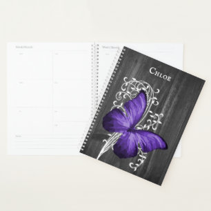 Purple Rustic Butterfly Personalized Planner