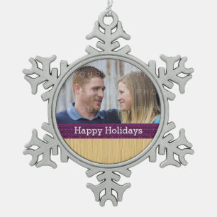 Purple Rustic Christmas Photo Ornament