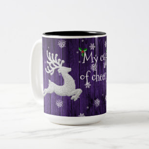 Purple Rustic Christmas Reindeer Coffee Mug