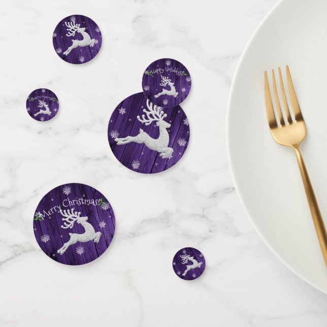 Purple Rustic Christmas Reindeer Table Confetti (Group)