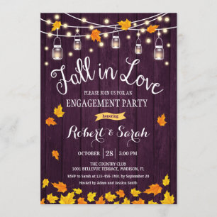 Purple Rustic Fall In Love Engagement Party Invitation