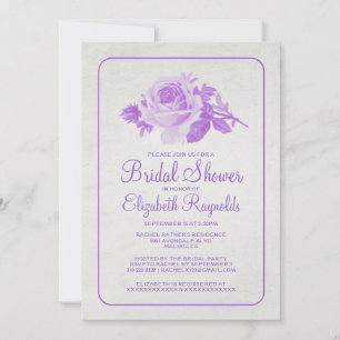 Purple Rustic Floral/Flower Bridal Shower Invites