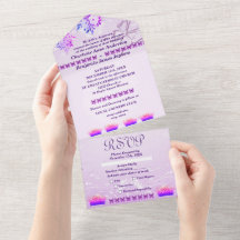 Purple Rustic Floral Wedding Invitation