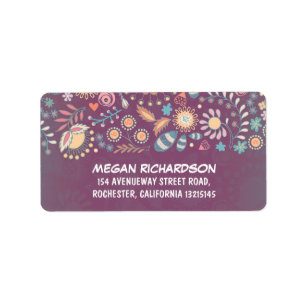 Purple Rustic Floral Whimsical Address Labels
