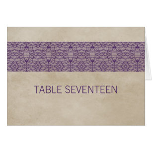 Purple Rustic Lace Table Number Card