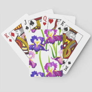 Purple Rustic Meadow Iris Flowers Watercolor Playing Cards