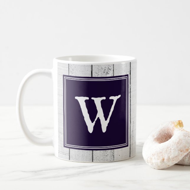 Purple Rustic Monogram Mug (With Donut)