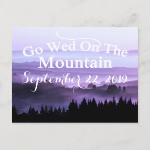 Purple Rustic Mountain Wedding Save The Date Announcement Postcard