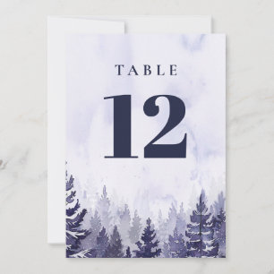 Purple Rustic Pine Tree Forest Table Number