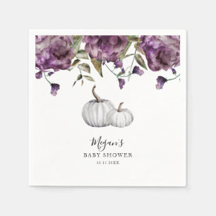 Purple Rustic Pumpkin Fall Baby Shower Napkin