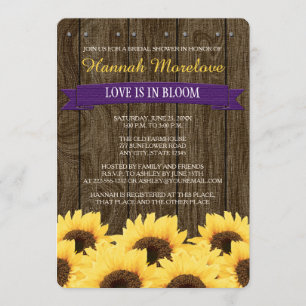 PURPLE RUSTIC SUNFLOWER BRIDAL SHOWER INVITATION
