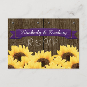PURPLE RUSTIC SUNFLOWER RSVP CARD