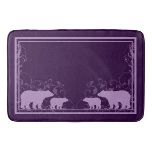 Purple rustic swirl bear memory foam bath mat