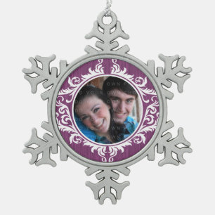 Purple Rustic Swirls Holiday Photo Ornament