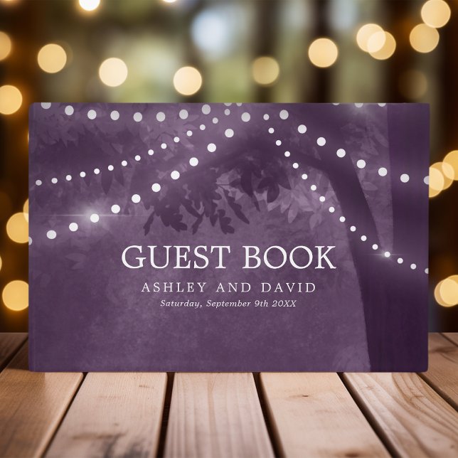 Purple Rustic Tree String Of Lights Wedding Guest Book (Creator Uploaded)