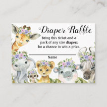 Purple Safari Baby Shower Diaper Raffle Ticket 