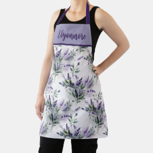 Purple Sage Green Lavender Custom Name Apron