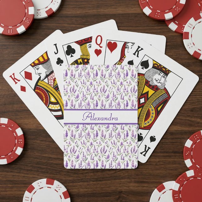 Purple Sage Green Lavender Custom Name Playing Cards (Creator Uploaded)