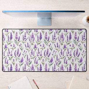 Purple Sage Green Lavender Flowers Desk Mat