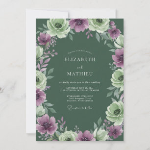 Purple Sage Watercolor Wedding Invitation