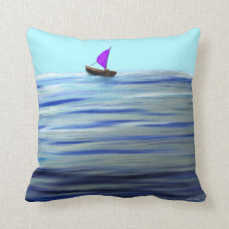 Purple Sailboat Throw Pillow