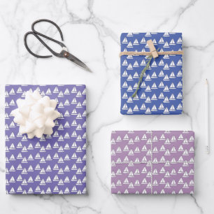 Purple Sailboats Wrapping Paper Sheet