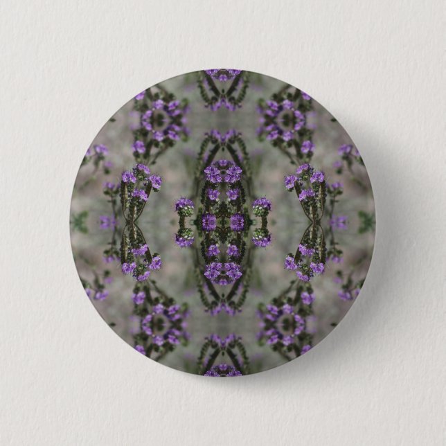 Purple Salt Heliotrope Wildflower Pattern 2 Inch Round Button (Front)