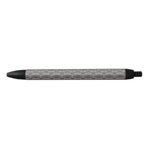 Purple Salt Heliotrope Wildflower Pattern Black Ink Pen