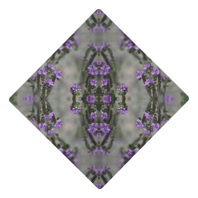Purple Salt Heliotrope Wildflower Pattern Graduation Cap Topper (Front)