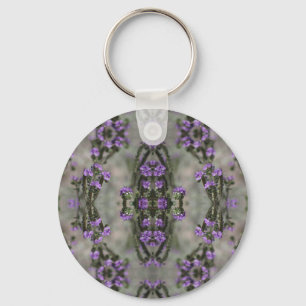 Purple Salt Heliotrope Wildflower Pattern Keychain