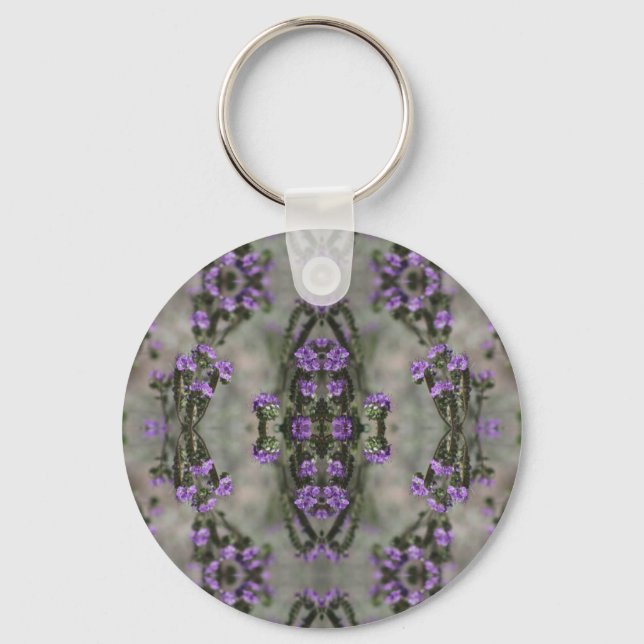 Purple Salt Heliotrope Wildflower Pattern Keychain (Front)